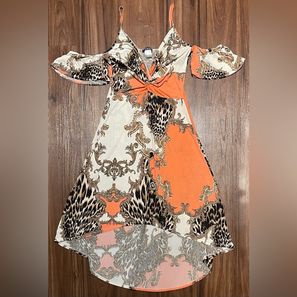 Venus Multi-Color V Neck Midi Casual Dress / Summer Dress - XS